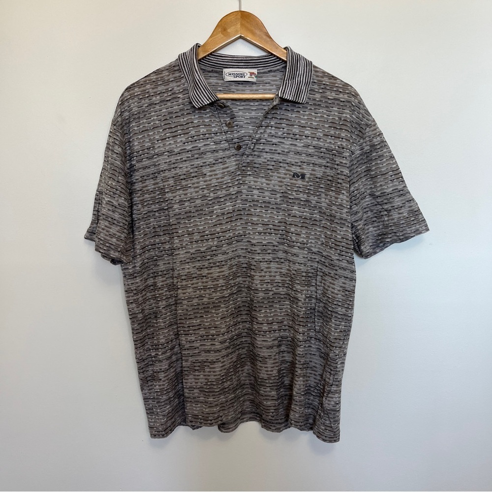 Missoni Sport Space Dye Polo Shirt Brown Gray Size Large